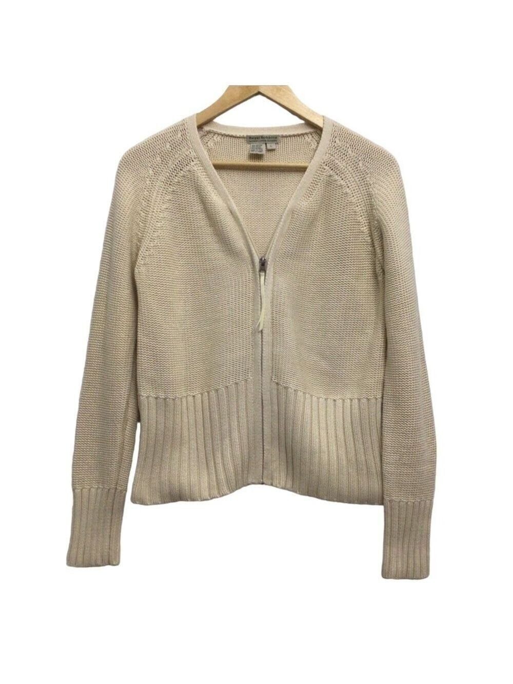 ROYAL Robbins Cotton knit blend normcore gorpcore cardigan zip cream size large